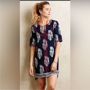 Ranna Gill Navy and Red Floral Tunic